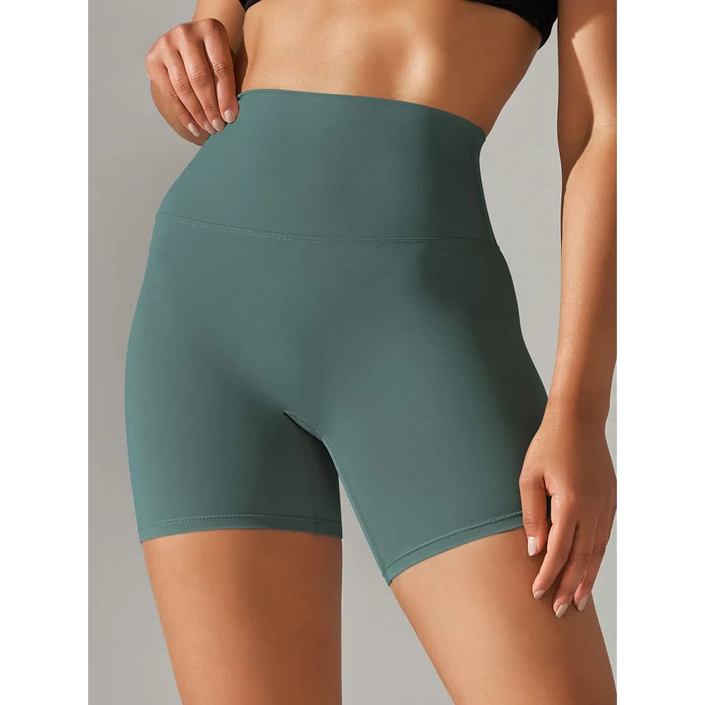 High Waist Squat-Proof Yoga Legging Shorts Quick-Dry - Dark Green / XS On sale