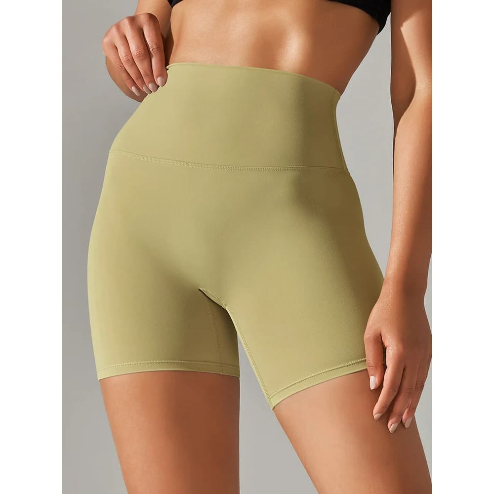 High Waist Squat-Proof Yoga Legging Shorts Quick-Dry - Dark Yellow / XS On sale