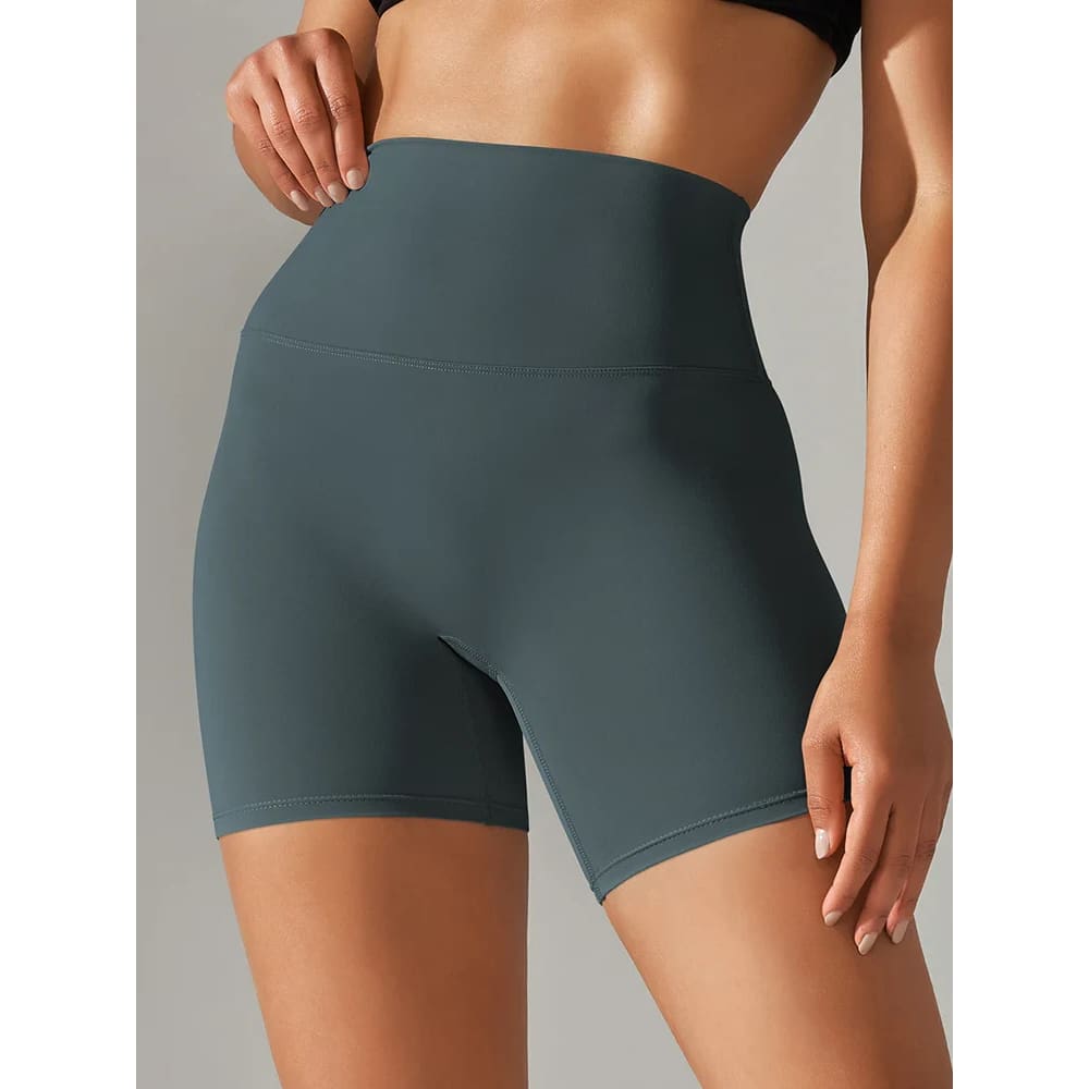 High Waist Squat-Proof Yoga Legging Shorts Quick-Dry - Forest Green / XS On sale