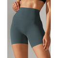 High-Waist Yoga Shorts, quick-dry, dunkelblau, nahtbetont, squat-proof Passform