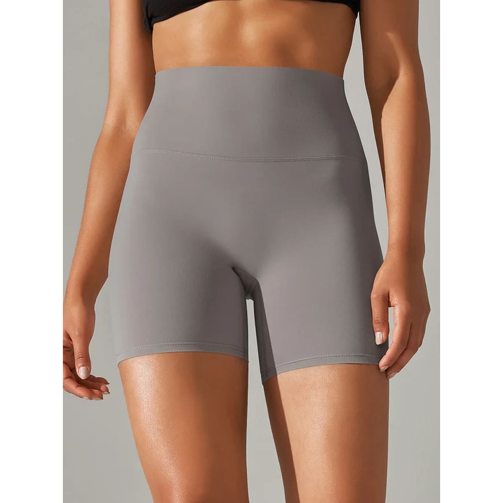High Waist Squat-Proof Yoga Legging Shorts Quick-Dry - Grey / XS On sale