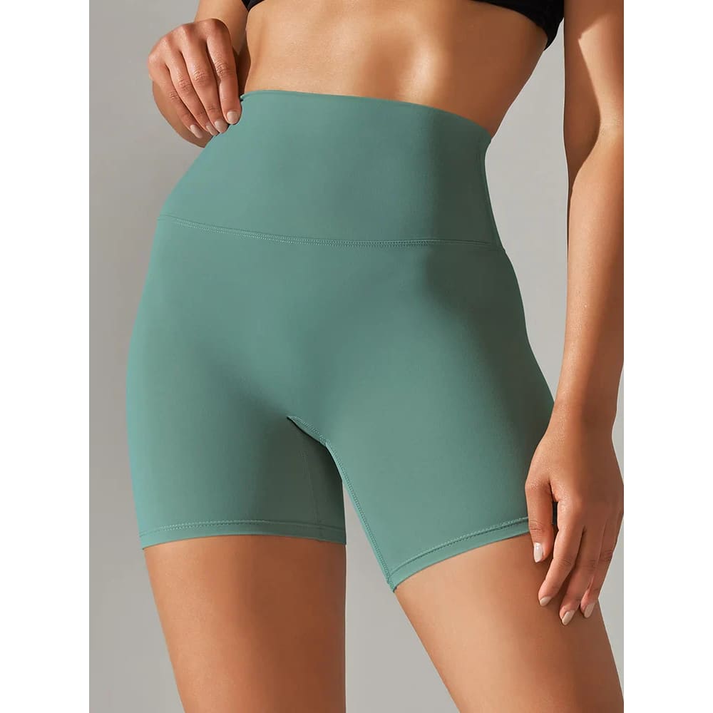 High Waist Squat-Proof Yoga Legging Shorts Quick-Dry - Jungle Green / XS On sale