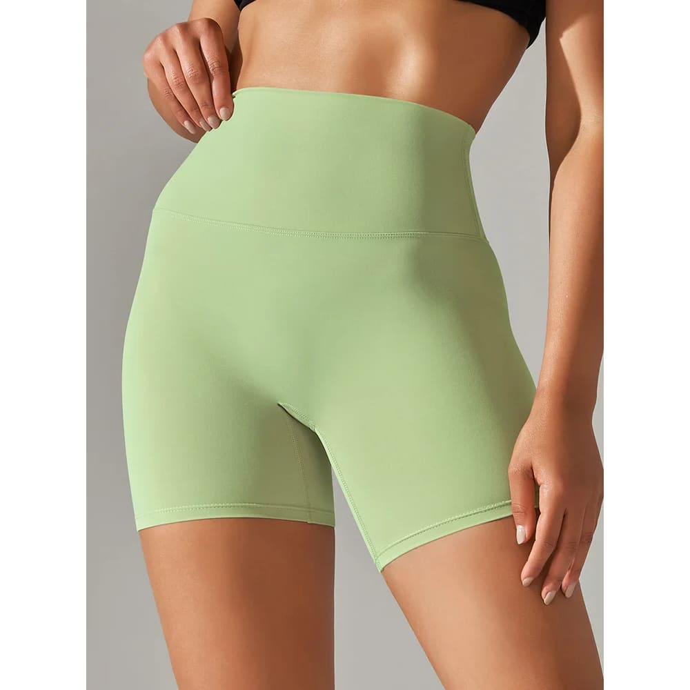 High Waist Squat-Proof Yoga Legging Shorts Quick-Dry - Light Green / XS On sale