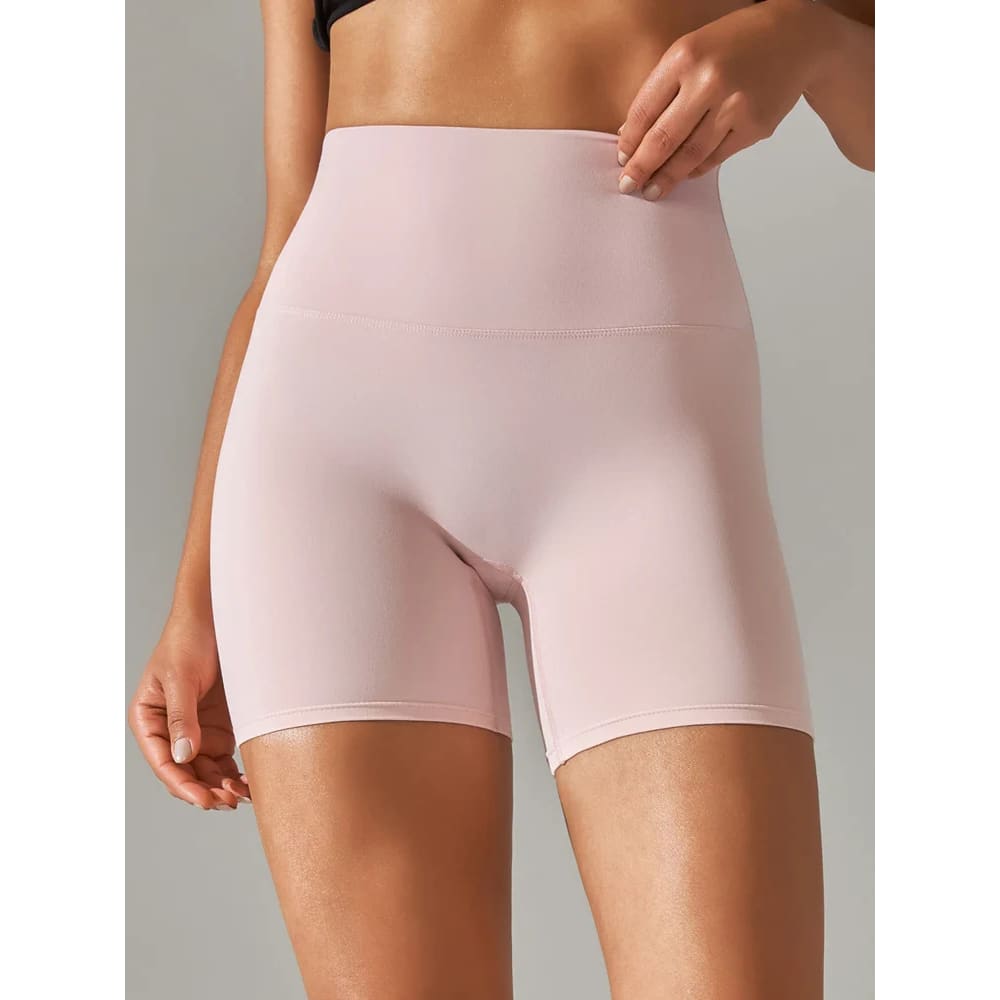 High Waist Squat-Proof Yoga Legging Shorts Quick-Dry - Light Pink / XS On sale