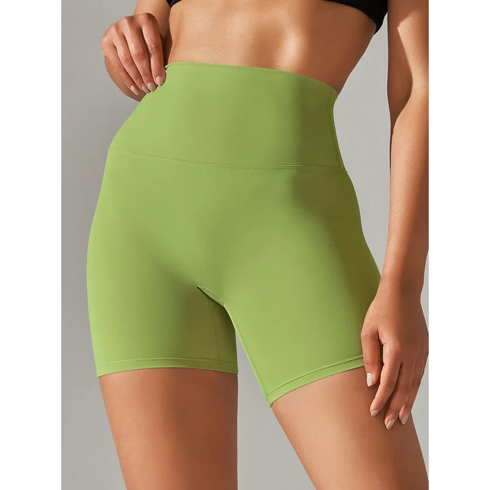 High Waist Squat-Proof Yoga Legging Shorts Quick-Dry - Onion Green / XS On sale
