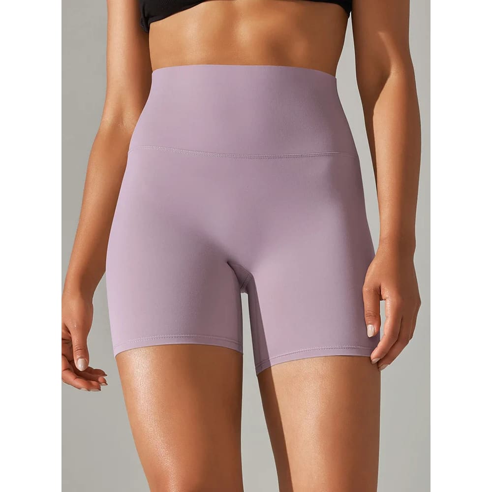 High Waist Squat-Proof Yoga Legging Shorts Quick-Dry - Pink Purple / XS On sale
