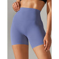 High-Waist Yoga Shorts, quick-dry, hellblau-lila, eng anliegend, squat-proof