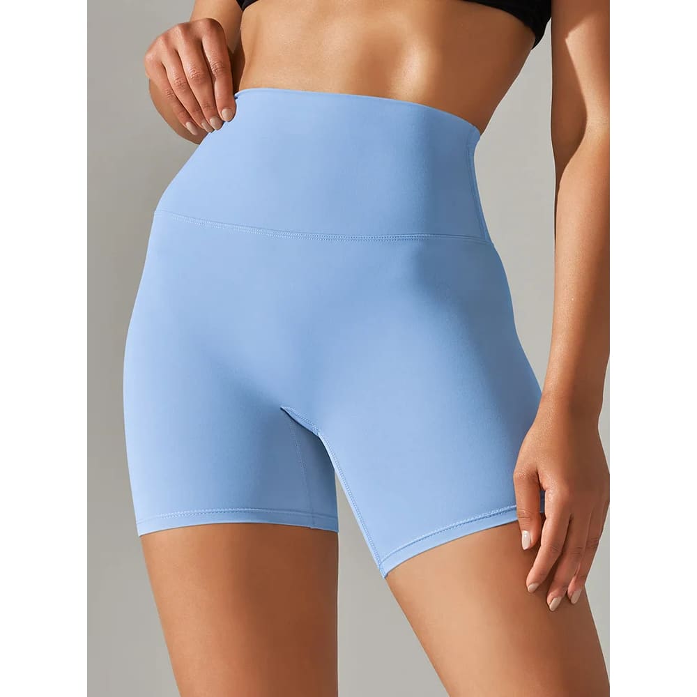 High Waist Squat-Proof Yoga Legging Shorts Quick-Dry - Sky Blue / XS On sale