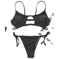 Hollowed Red Sexy Cutout Tie Side Brazilian Thong Bikini Swimsuit - 1852 Black Bikni / L
