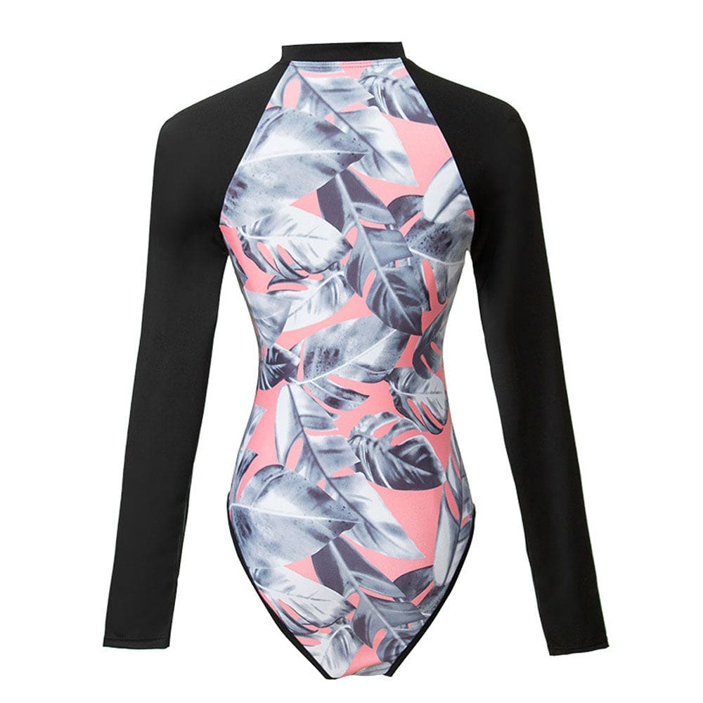 Jungle Leaf Rash Guard One-Piece Swimsuit - On sale