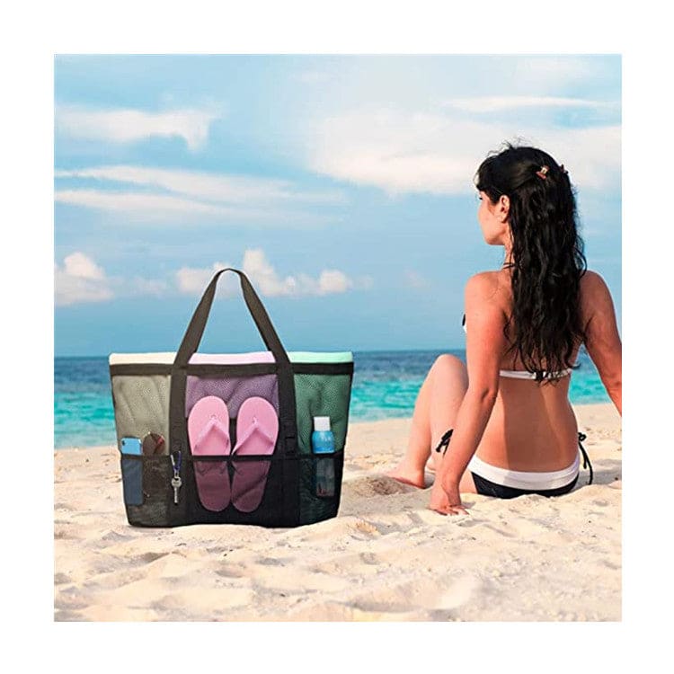 Large-capacity Mesh Portable Beach Bag - Black On sale