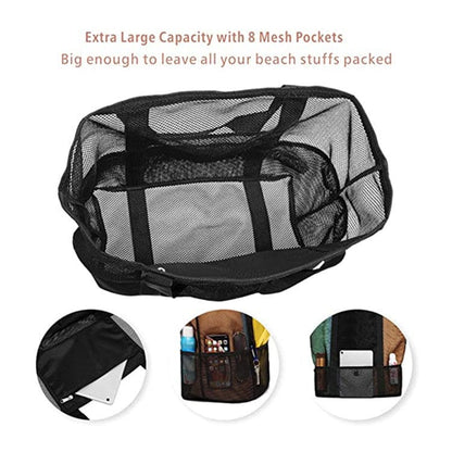 Large-capacity Mesh Portable Beach Bag - Black On sale