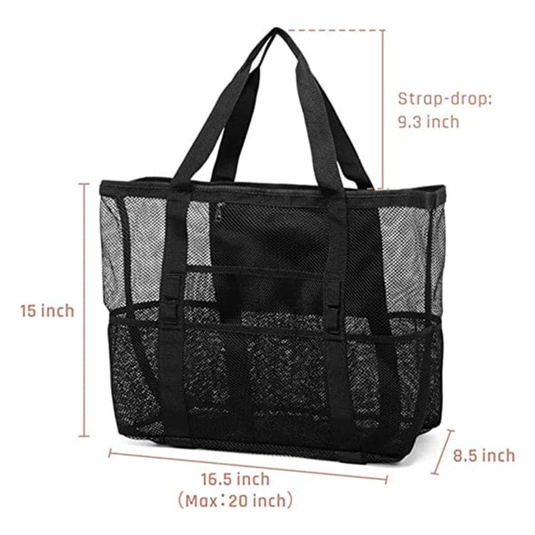 Large-capacity Mesh Portable Beach Bag - Black On sale