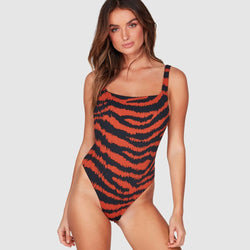 Leopard Low Back High Cut Brazilian One Piece Swimsuit - S On sale