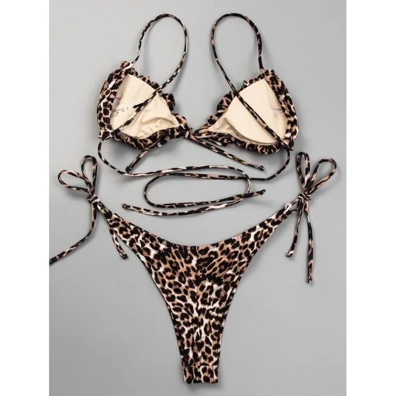 Leopard Micro Bikini Set – Brazilian High‑Leg Swimwear - On sale