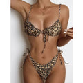 Leopard Micro Bikini Set con brasiliana tiro alto, estampado leopardo claro