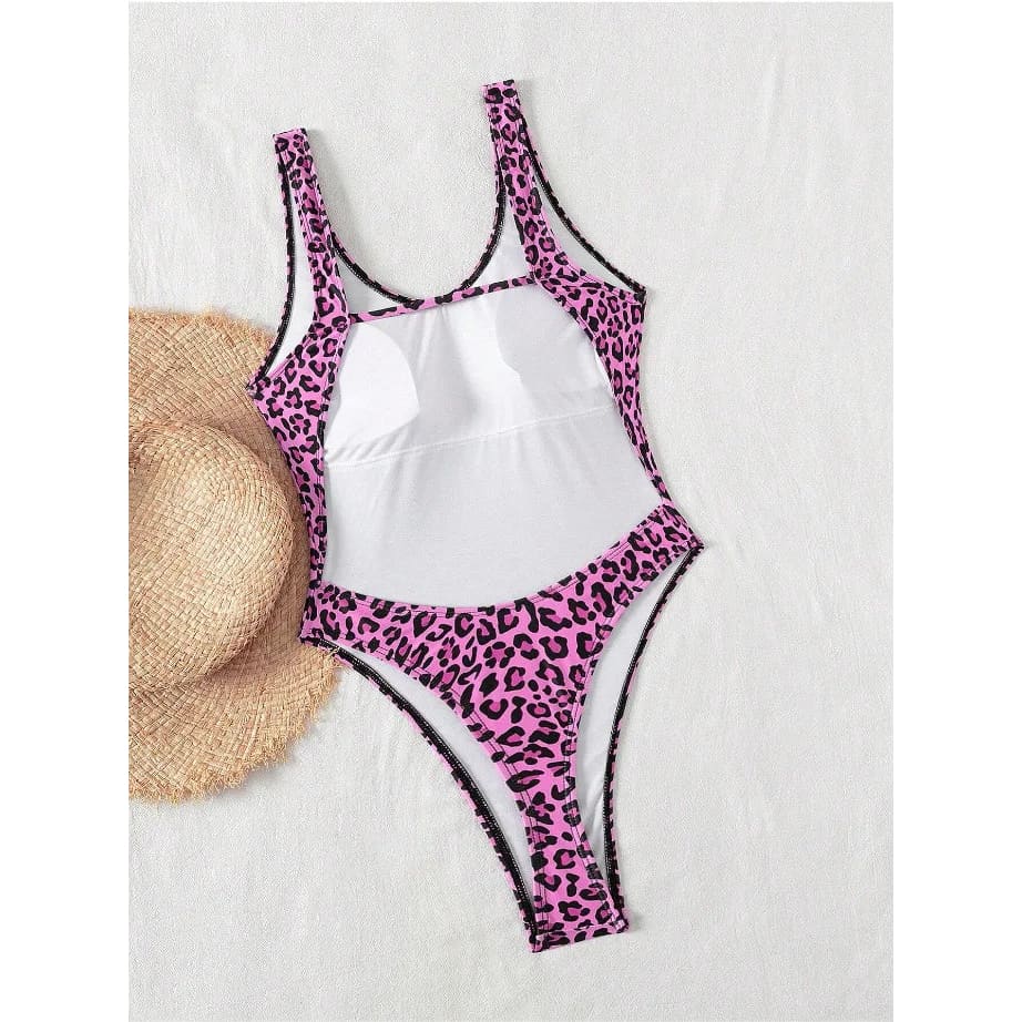Leopard Print Backless One‑Piece Swimsuit – V‑Neck Thong - On sale