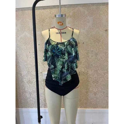 Leopard Ruffled Flounce Top High Waisted Bikini Swimsuit - 10 / M On sale