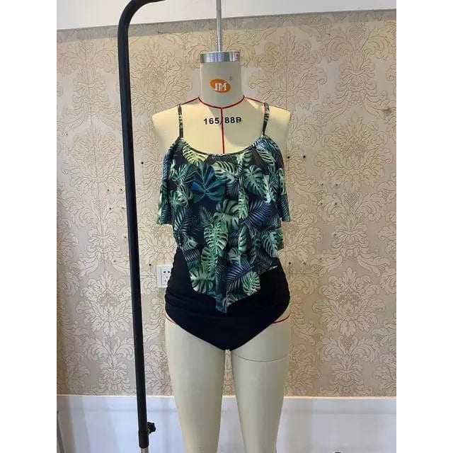 Leopard Ruffled Flounce Top High Waisted Bikini Swimsuit - 10 / M On sale