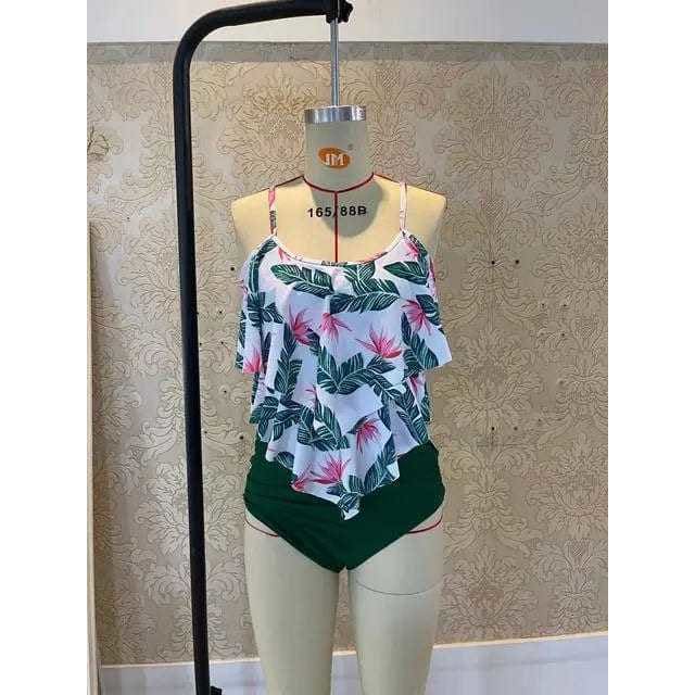 Leopard Ruffled Flounce Top High Waisted Bikini Swimsuit - 11 / XL On sale