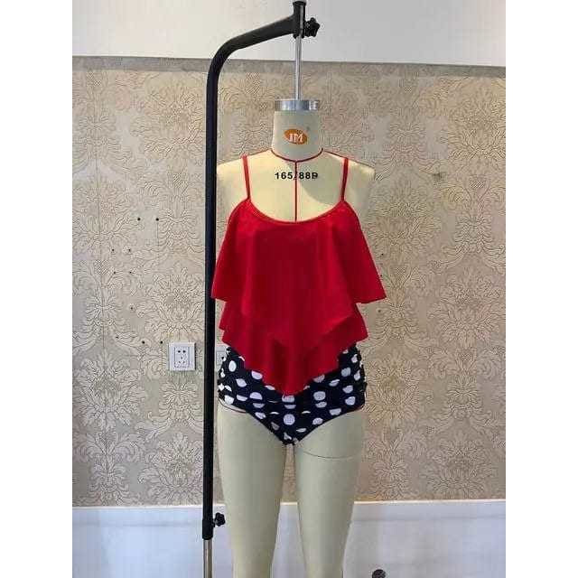 Leopard Ruffled Flounce Top High Waisted Bikini Swimsuit - 3 / XL On sale