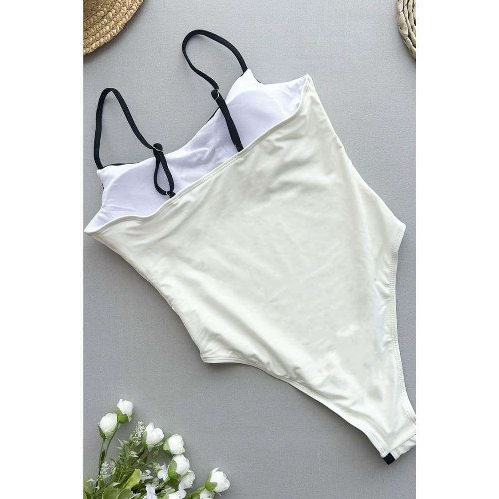 Luxurious Contrast Binding High-Cut Cheeky One-Piece Swimsuit - On sale