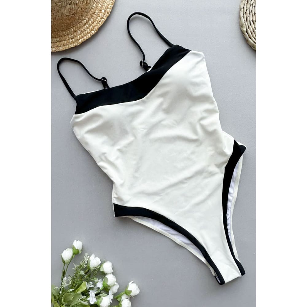Luxurious Contrast Binding High-Cut Cheeky One-Piece Swimsuit - On sale