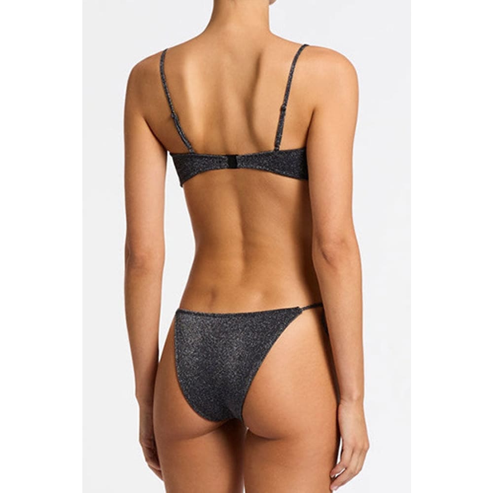 Luxurious Metallic Lurex Tie-Side Brazilian Bikini Set - On sale