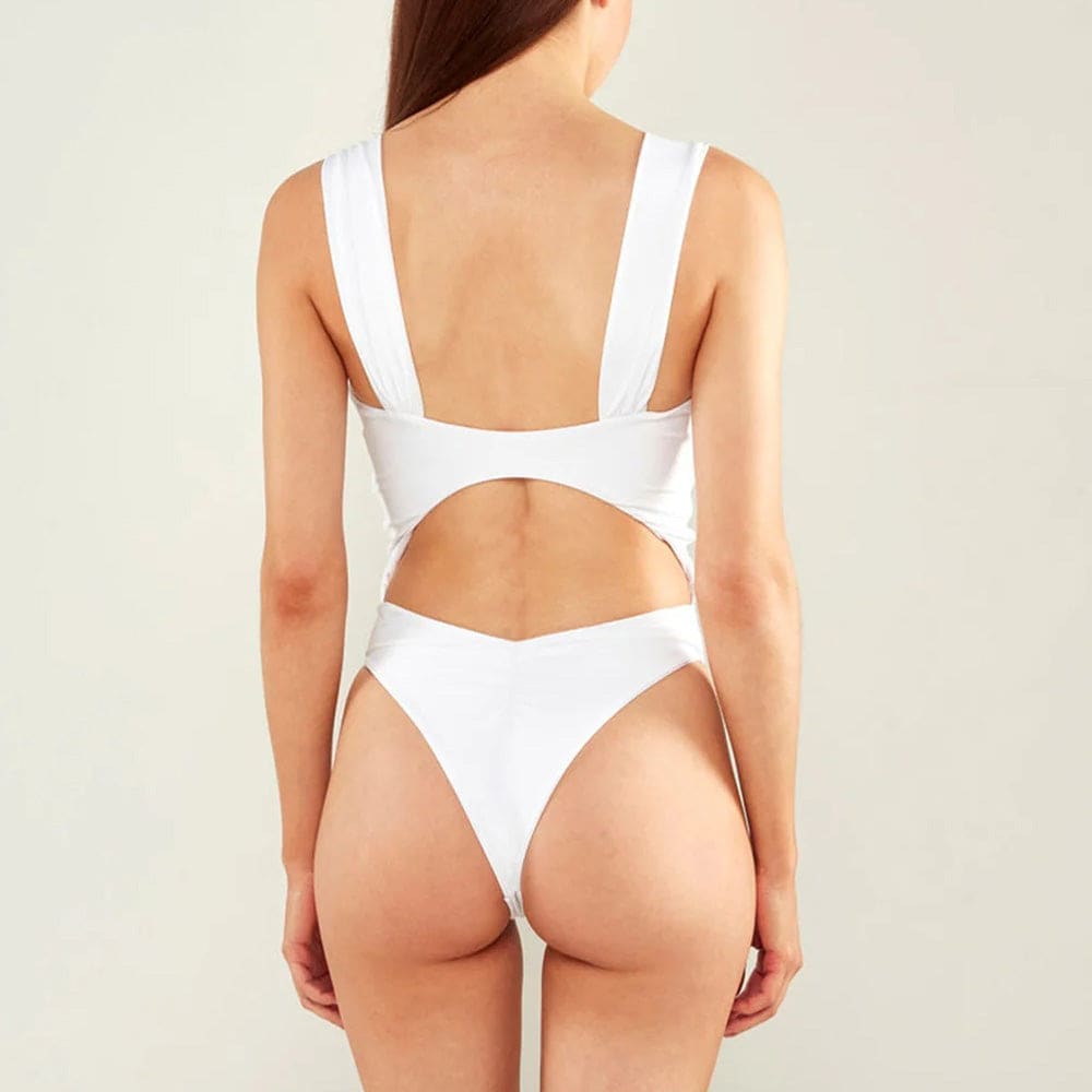 Luxury Gold Ring High-Leg Brazilian One-Piece Swimsuit - On sale