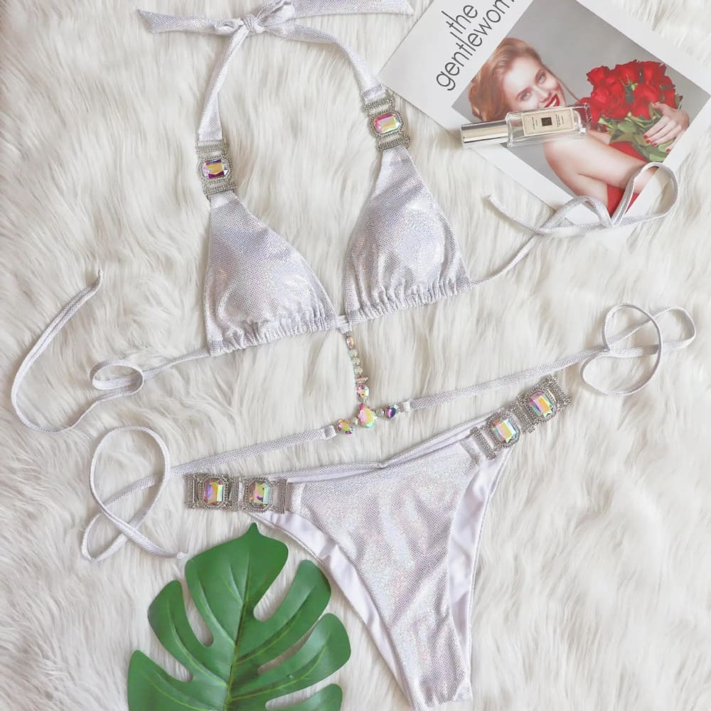 Luxury Sparkling Rhinestone Bikini Set - On sale