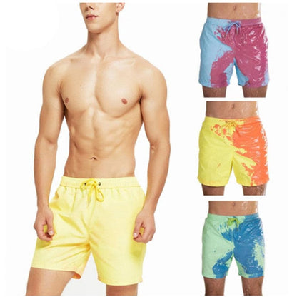 Magical Change Color Beach Shorts Men Swimming Trunks - On sale