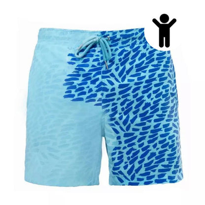 Magical Change Color Beach Shorts Men Swimming Trunks - Blue child / XL On sale