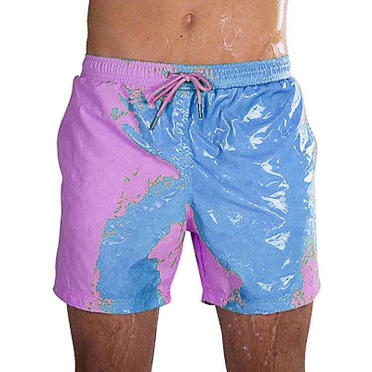 Magical Change Color Beach Shorts Men Swimming Trunks - Blue purple / 2XL On sale