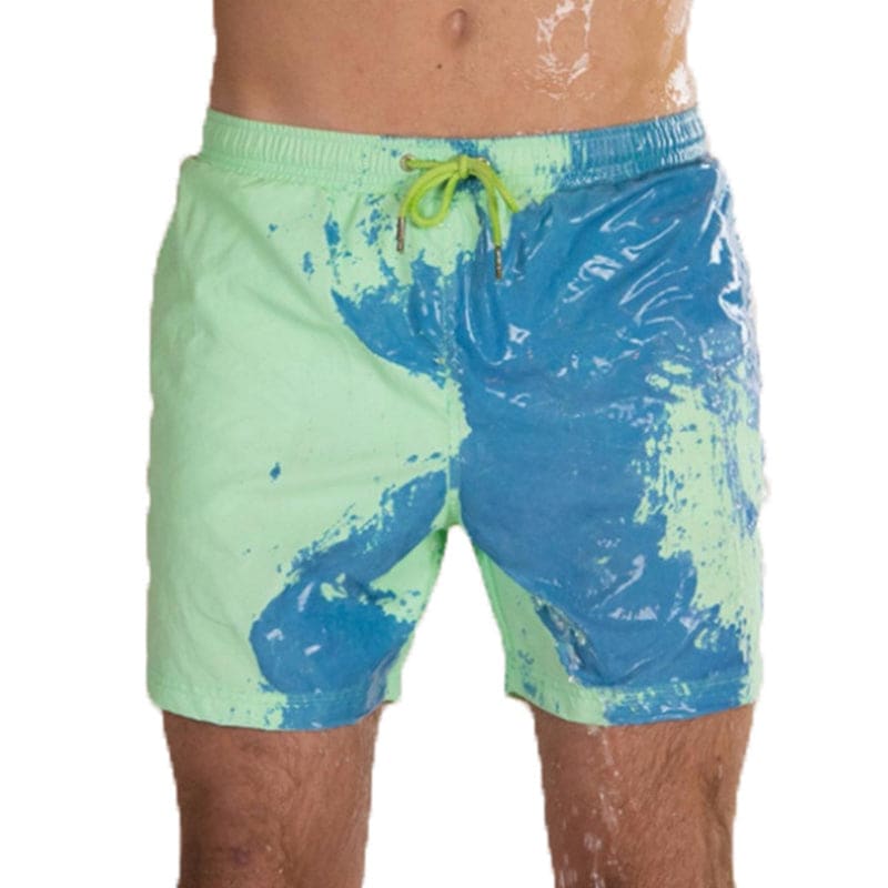 Magical Change Color Beach Shorts Men Swimming Trunks - Green / 3XL On sale