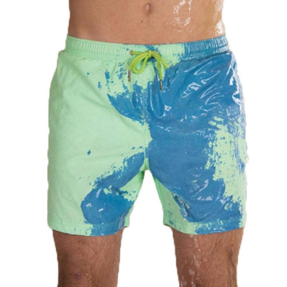 Magical Change Color Beach Shorts Men Swimming Trunks - Green / 3XL On sale