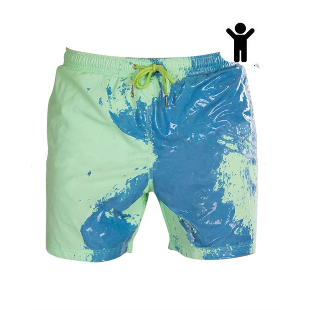 Magical Change Color Beach Shorts Men Swimming Trunks - Green child / 3XL On sale
