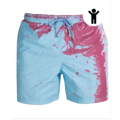 Magical Change Color Beach Shorts Men Swimming Trunks - Navy Blue child / 3XL On sale