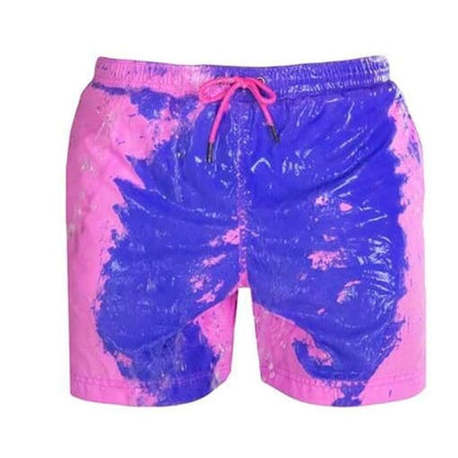 Magical Change Color Beach Shorts Men Swimming Trunks - Pink / 3XL On sale