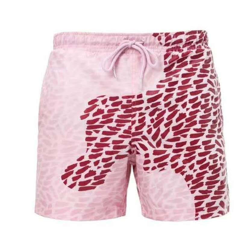 Magical Change Color Beach Shorts Men Swimming Trunks - Pink B / 3XL On sale