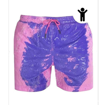 Magical Change Color Beach Shorts Men Swimming Trunks - Pink child / 3XL On sale