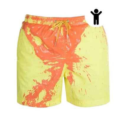 Magical Change Color Beach Shorts Men Swimming Trunks - Yellow child / 3XL On sale