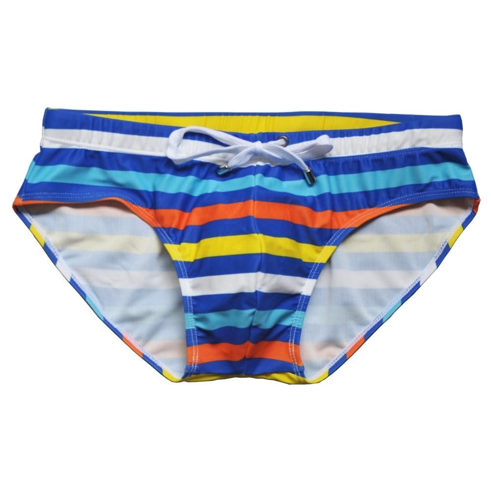 Men Striped Swimwear with Rope - On sale