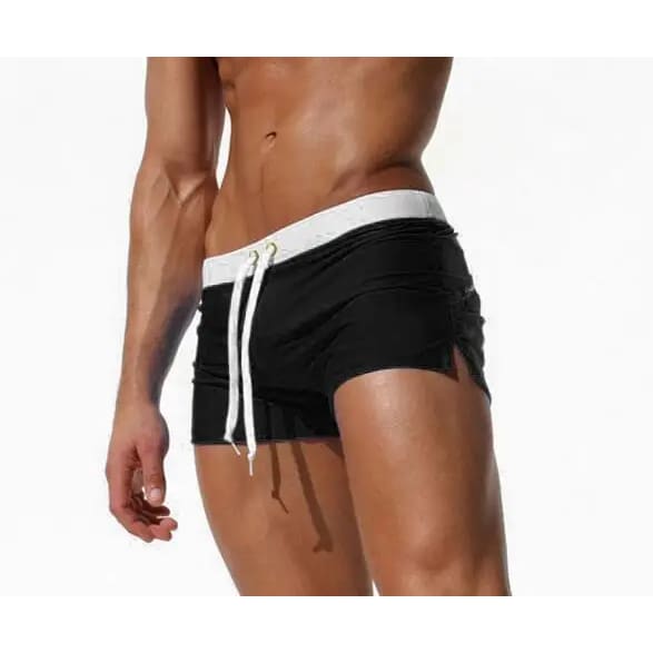 Men’s Breathable Quick‑Dry Swim Trunks – Boxer Brief Style - Black / S On sale