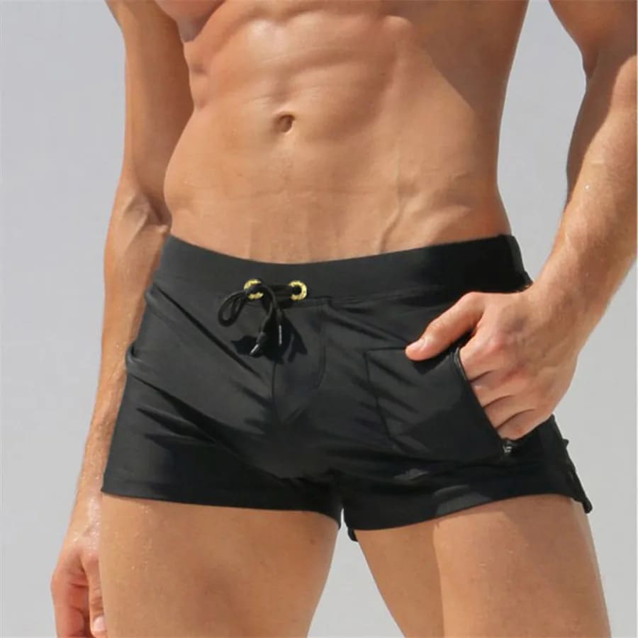 Men’s Breathable Quick‑Dry Swim Trunks – Boxer Brief Style - CDBlack / S On sale