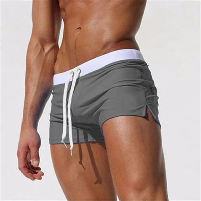 Men’s Breathable Quick‑Dry Swim Trunks – Boxer Brief Style - Dark gray / S On sale