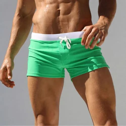Men’s Breathable Quick‑Dry Swim Trunks – Boxer Brief Style - Green / S On sale