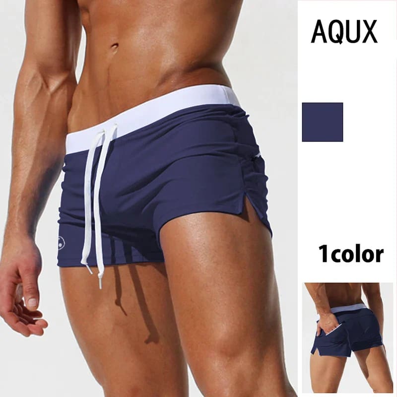 Men’s Low Waist Surfing Trunks – Sexy Swim Shorts with Pockets - On sale