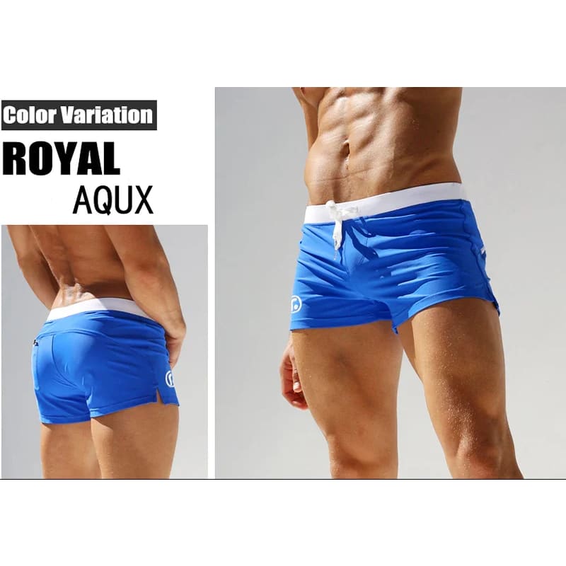 Men’s Low Waist Surfing Trunks – Sexy Swim Shorts with Pockets - On sale
