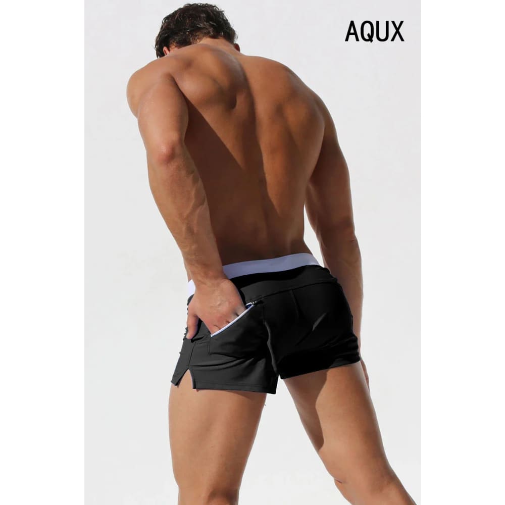 Men’s Low Waist Surfing Trunks – Sexy Swim Shorts with Pockets - On sale