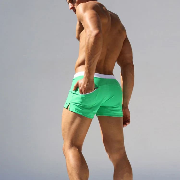 Men’s Low Waist Surfing Trunks – Sexy Swim Shorts with Pockets - On sale